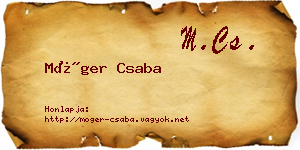 Móger Csaba névjegykártya